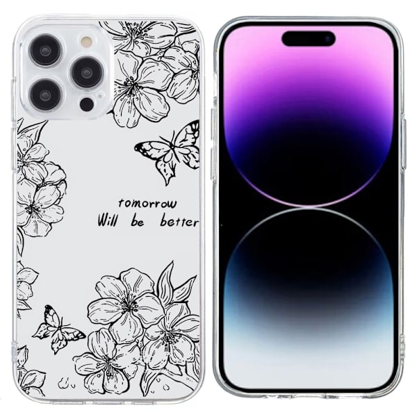 Vibe iPhone 16 Pro Max -kansi - Perhonen Kukka Black
