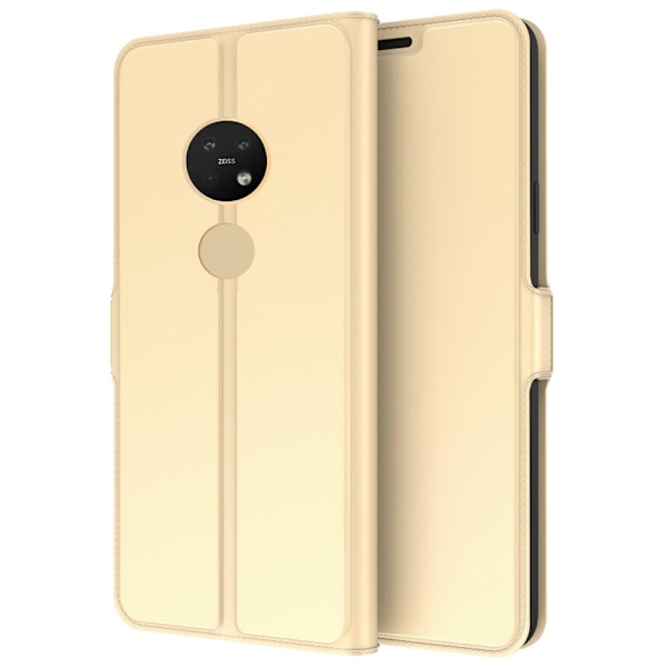 Glat og tyndt Premium Pu Læder-etui til Nokia 7.2 - Guld Gold
