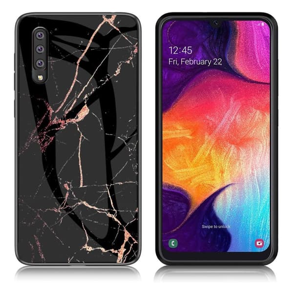 Fantasy Marble Samsung Galaxy A50 kuoret - Musta / Kulta Black