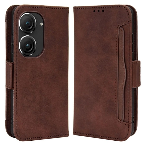 Stilfuldt Læder Etui med Pung til ASUS Zenfone 9 - Brun Brown