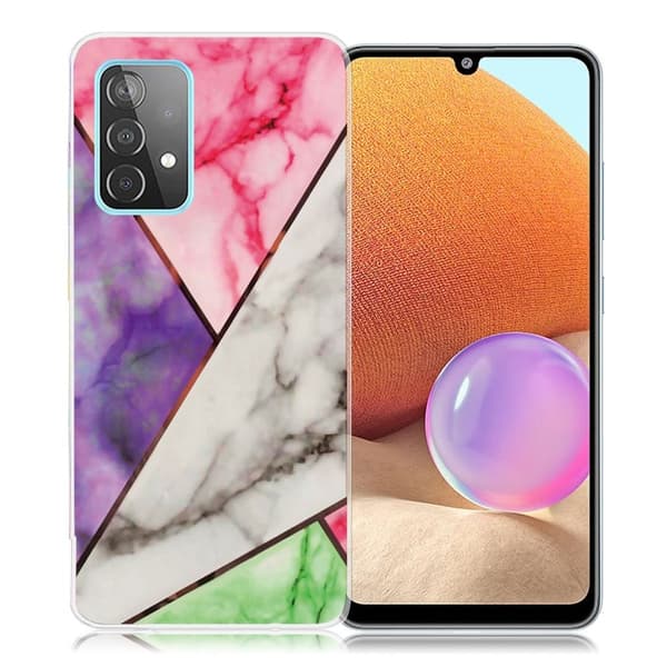 Marble design Samsung Galaxy A32 kotelot - Violetti / Ruusu / Valkoinen / Vihreä Multicolor