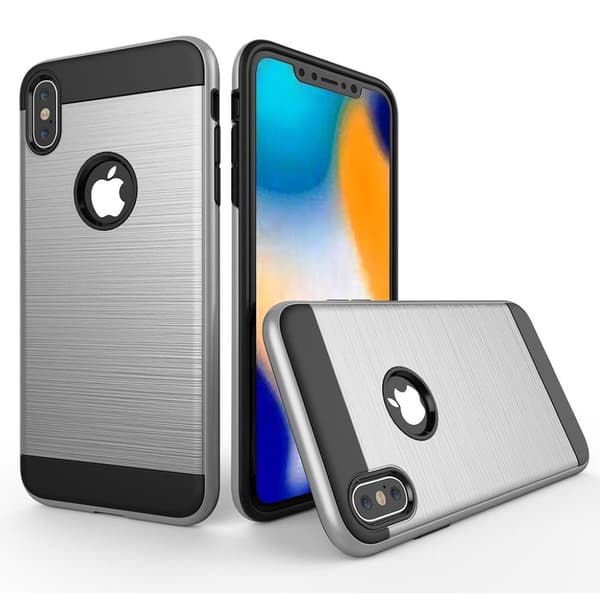 Børstet kombinationsetui til iPhone Xs Max - Sølv Silver grey