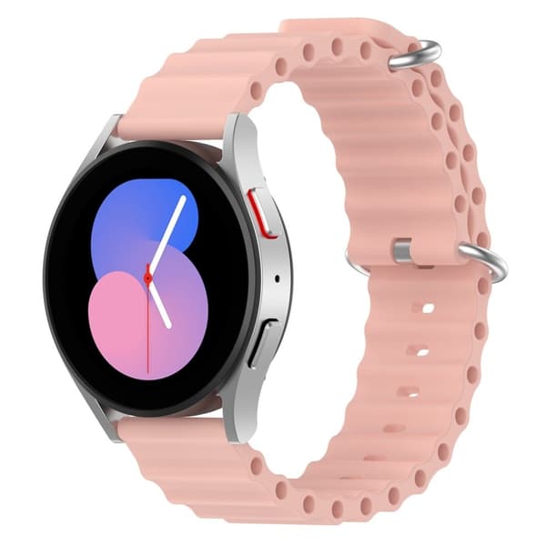 22 mm klockarmband i silikon med universell vågdesign - Rosa Rosa