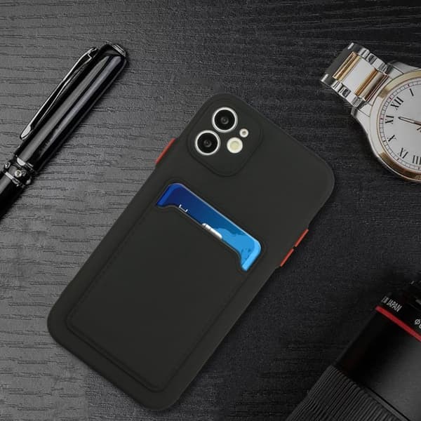 Kortholdercover til iPhone 12 - Sort Black