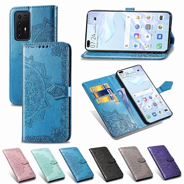 Mandala läder Huawei P40 Pro fodral - Blå Blå