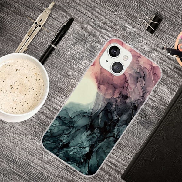 Marble design iPhone 14 kotelot - Vaaleanpunainen Ja Vihreä Marmori Multicolor