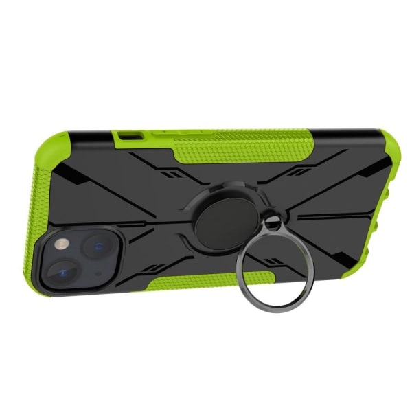 iPhone 13 6,1 tommer Bumpresistent and Flexible Phone Drop-proof Cover Anti-scratch Back Case with Ring Kickstand - Grøn Green