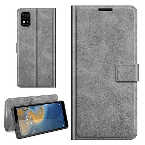 Læretui med Lommebok til ZTE Blade A31 - Grå Silver grey