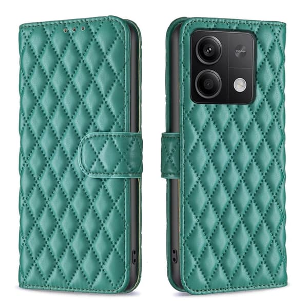 Rombuskuvioinen matta läppäkotelo Xiaomi Redmi Note 13 5G  - Vihreä Green