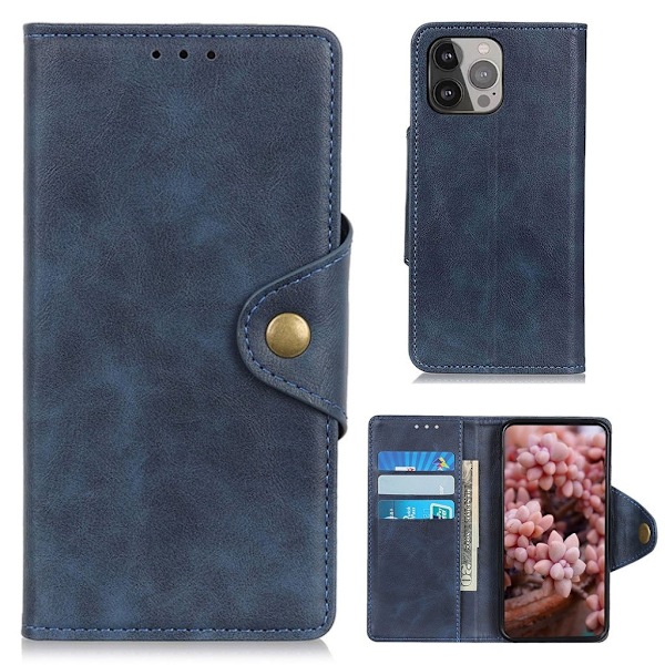 Alpha iPhone 13 Pro Max flip etui i lær - Blå Blue