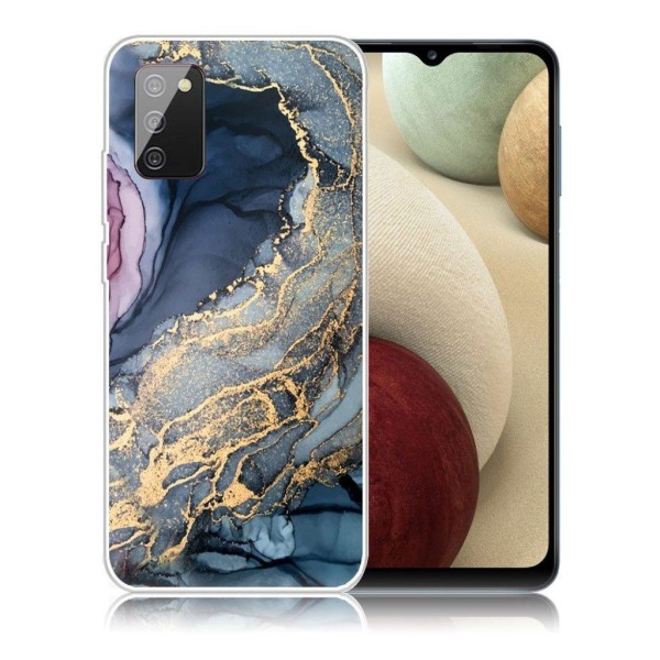 Marble design Samsung Galaxy A02s kotelot - Sininen Kultainen Roiske Marmori Gold