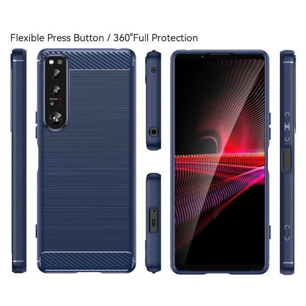 Carbon Flex Sony Xperia 1 IV deksel - Blå Blue