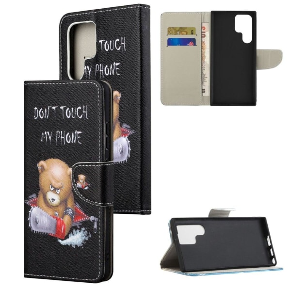 Wonderland Samsung Galaxy S22 Ultra Flip Etui - Bjørn Black