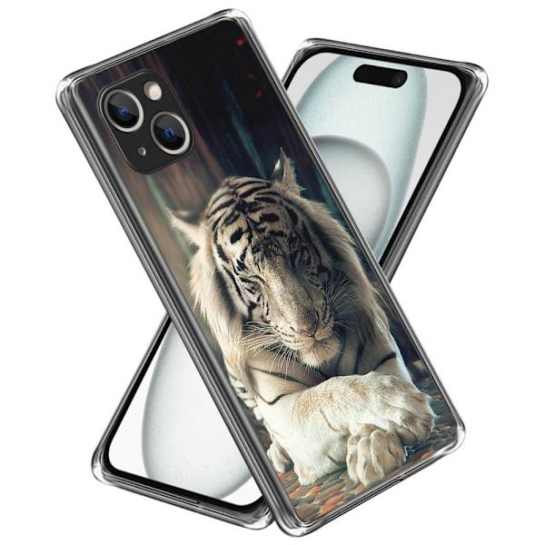 Deco iPhone 15 cover - Hvid Tiger White