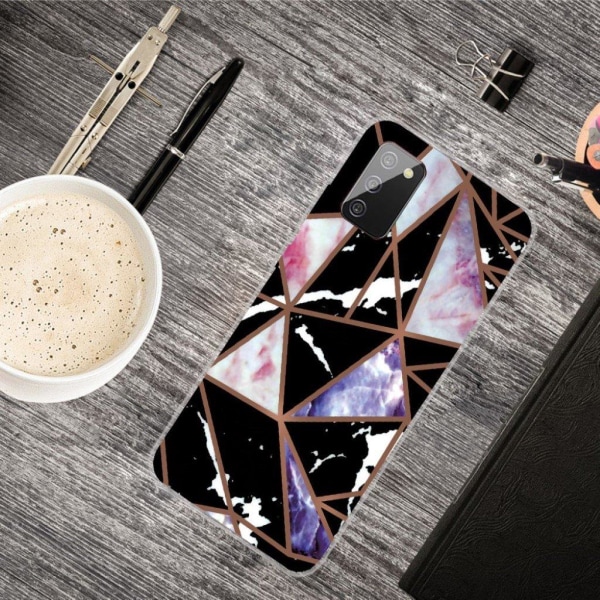 Marble Samsung Galaxy A03s Suojakotelo - Musta / Rose / Sininen Multicolor