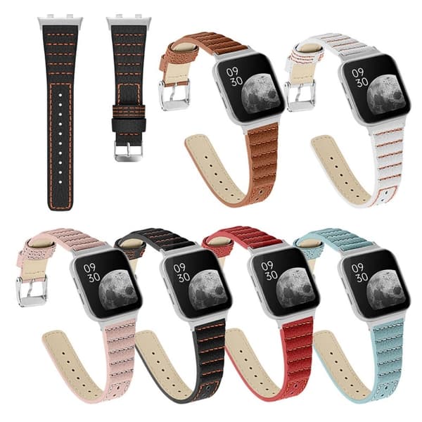 Oppo Watch (46mm) urrem i ægte okselæder - Lyserød Pink
