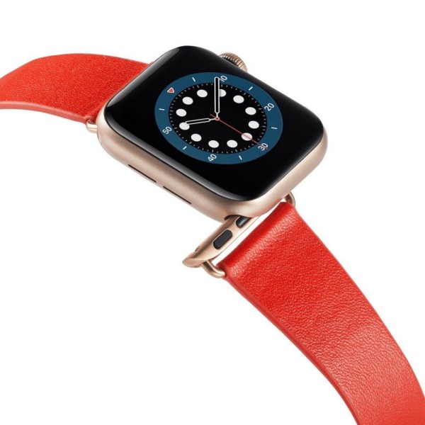 Apple Watch 42mm - 44mm mikrokuituinen nahkaranneke + solki ruostumatonta terästä - Punainen Red