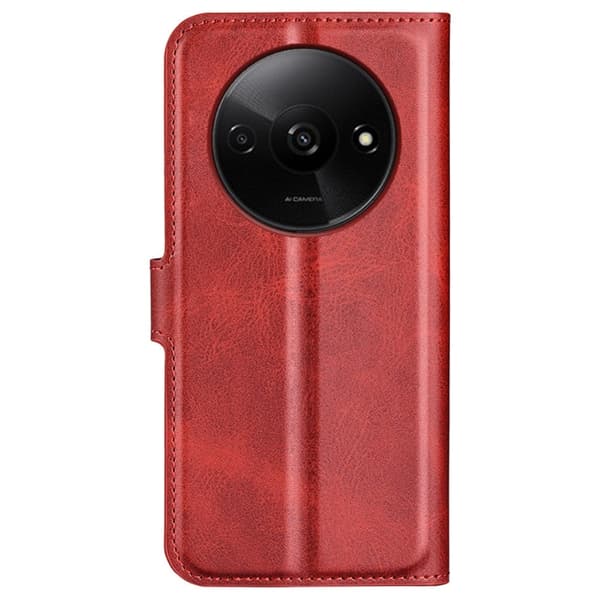 Hållbart konstläder Xiaomi Redmi A3 fodral med plånbok - Röd Röd