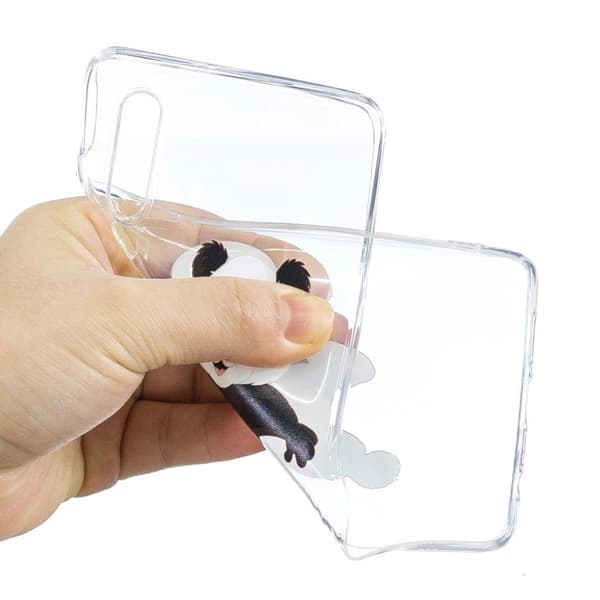 Huawei P30 mønstret fleksibelt etui - Panda Spiller Fodbold Multicolor