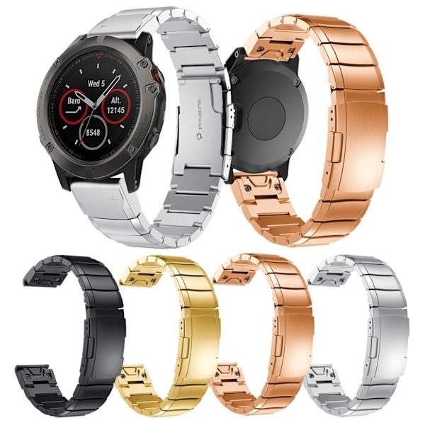 Garmin Fenix 5X urrem i rustfrit stål - sølv Silver grey
