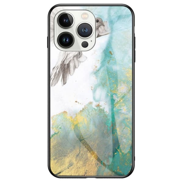 Fantasy Marble iPhone 14 Pro Max Suojakuori - Flying Pigeon Marble Multicolor
