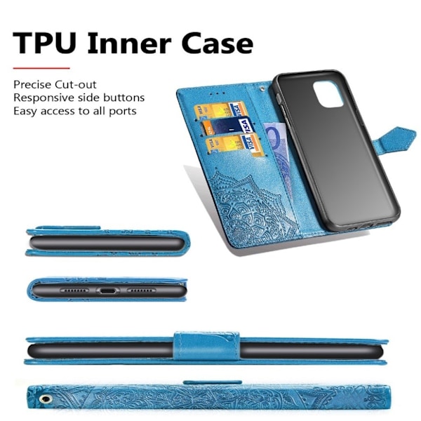 Mandala iPhone 11 Pro Flip kotelot - Sininen Blue