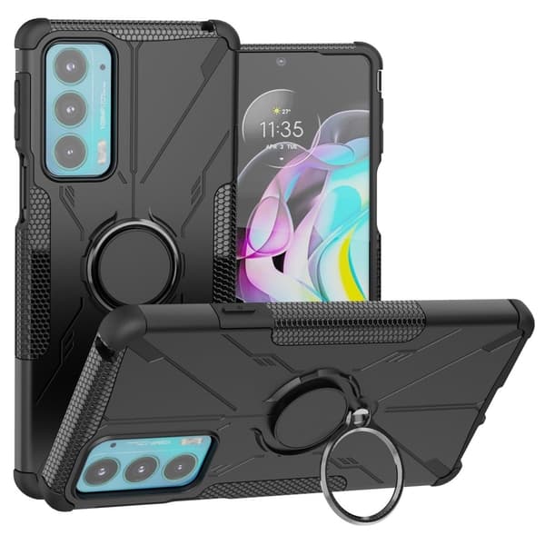 Kickstand-cover med magnetisk plade til Motorola Edge 20 - Sort Black
