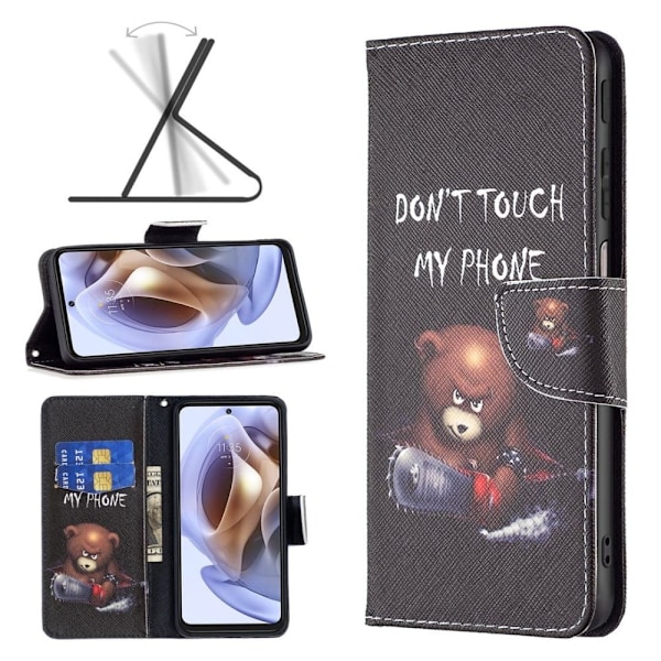 Wonderland Motorola Moto G52 flip etui - Bjørn Black