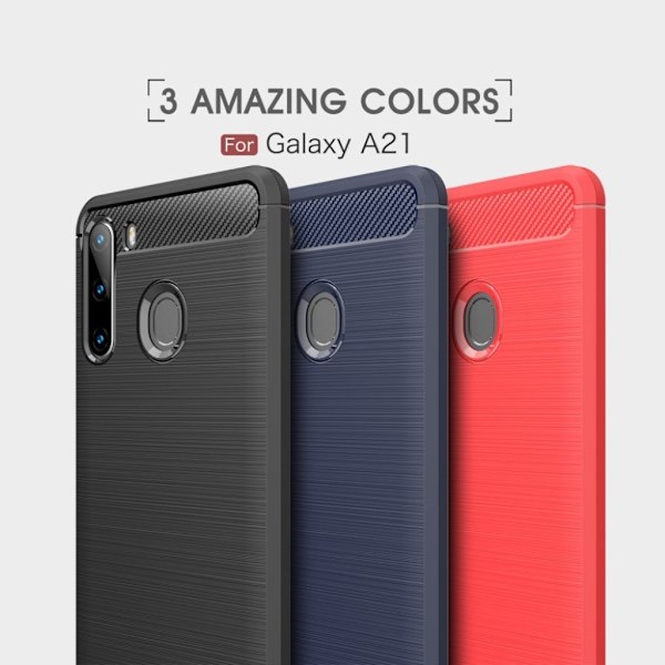 Carbon Flex Samsung Galaxy A21 kotelot - Musta Black