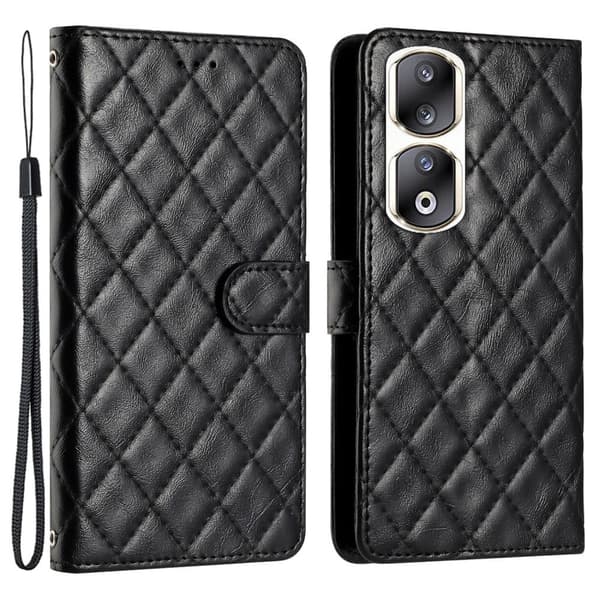 Toimiva rombinen lompakkokotelo Honor 90 Pro - Musta Black