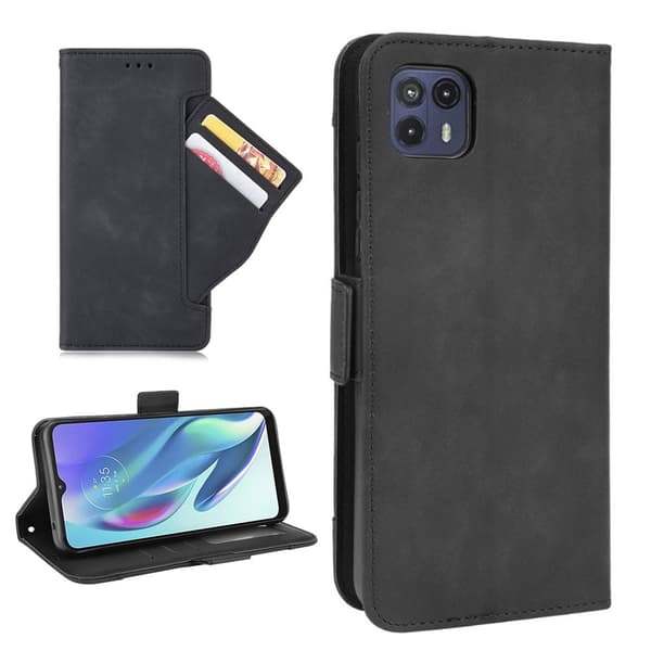 Modern-styled Læder Pung Etui til Motorola Moto G50 5G - Sort Black
