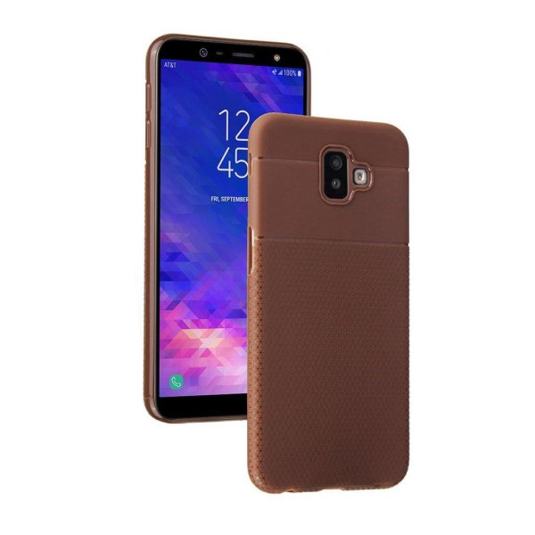 Samsung Galaxy J6 Plus (2018) kolmio kuvio pintainen pehmeä sili Brown