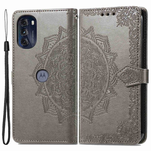 Mandala läder Motorola Moto G (2022) fodral - Silver/Grå Silvergrå