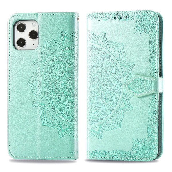 Mandala läder iPhone 12 Pro Max fodral - Grön Grön