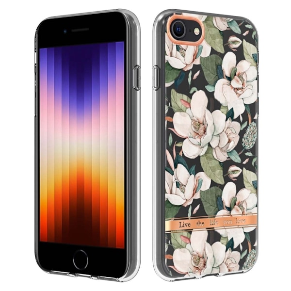 iPhone SE (2022)/SE (2020)/8/7 4,7 tommer YB IMD-8 Series Flower Pattern Design Phone Case Electroplating IMD Soft Flexible Scratch-Resistant Cover - Green