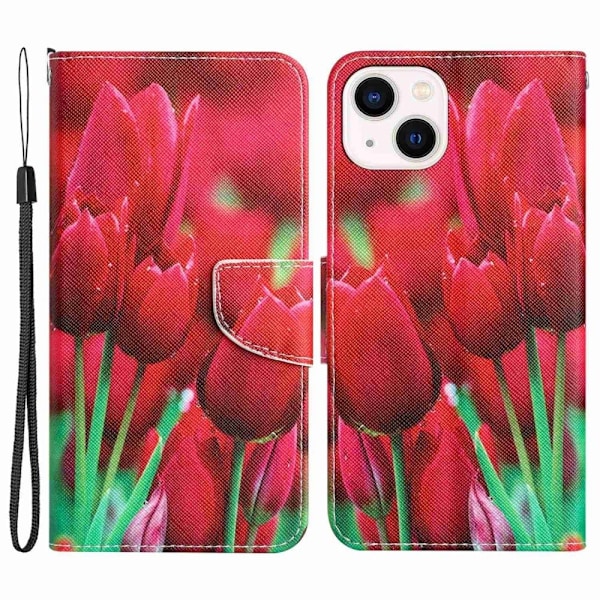 Wonderland iPhone 14 flip etui - Tulipan Red