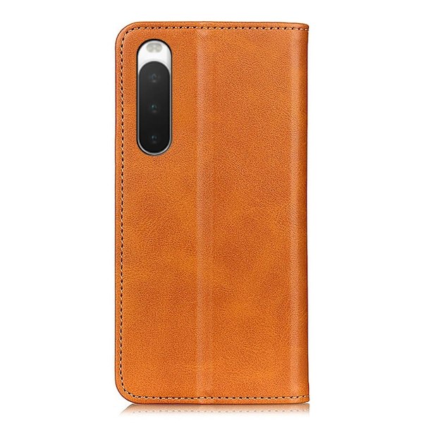 Lompakko-style Aitoa Nahkaa Läppäkotelo For Sony Xperia 10 V - Ruskea Brown