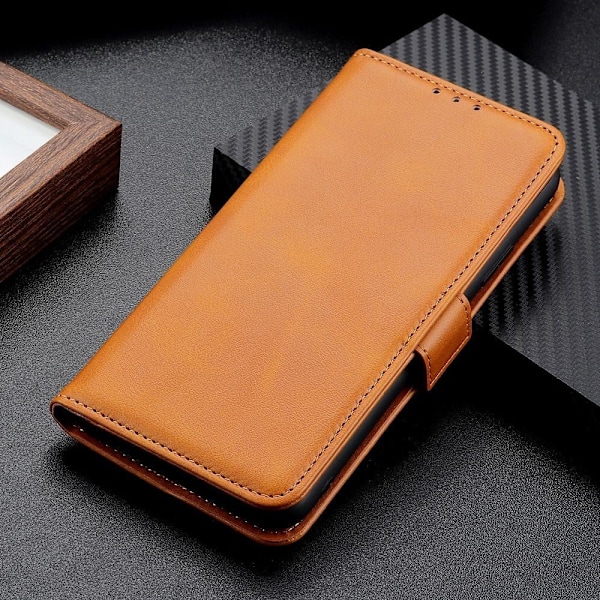 Lompakko-style Aitoa Nahkaa Läppäkotelo For Google Pixel 7a - Ruskea Brown
