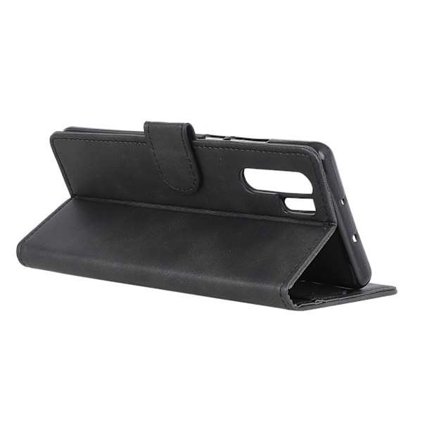Huawei P30 Pro mat læder flip etui - Sort Black