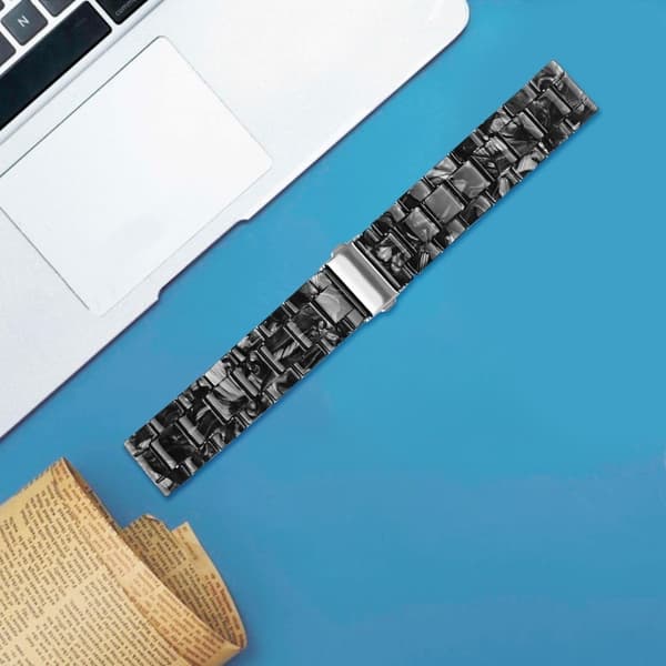 Resin Band Popglory Smart Watch Replacement Strap - Glitter Svart Black