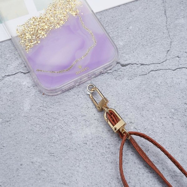 Universal crossbody-nackrem i läder med transparent dyna - Brun Brun