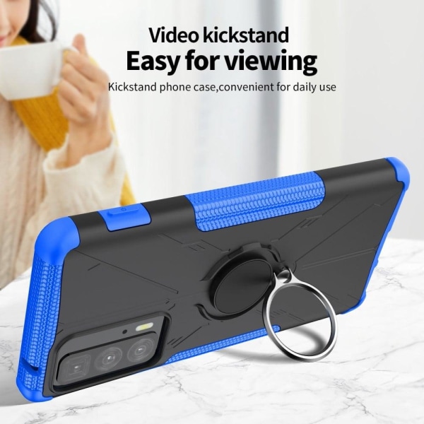 Kickstand-skydd med magnetisk platta för Motorola Edge 20 Pro - Svart Svart