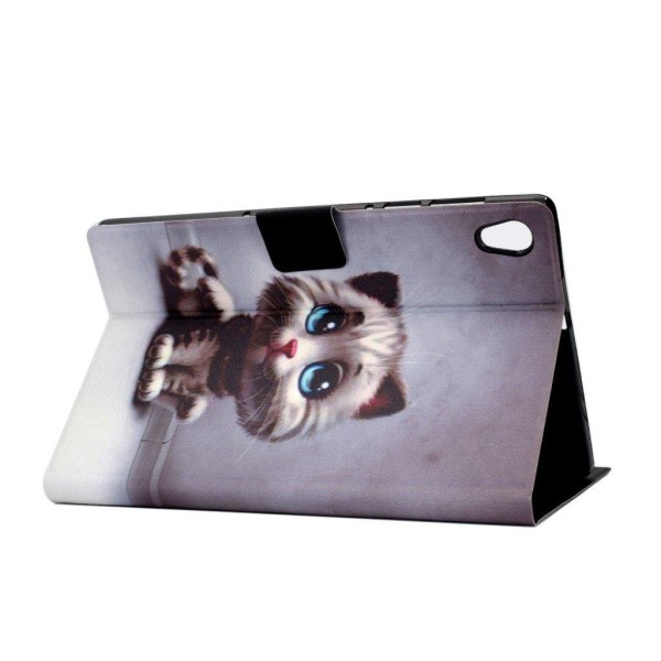 Cool pattern leather case for Lenovo Tab M10 - Cute Cat Silvergrå