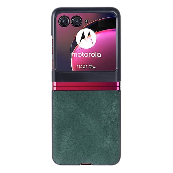 Motorola Razr 40 Ultra vinatge stlyle läderfodral - Grön Grön