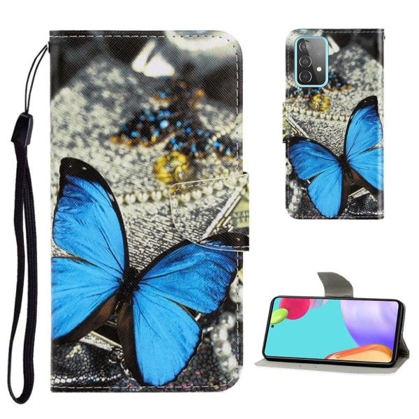 Wonderland Samsung Galaxy A52 5G Flip etui - Stor sommerfugl Blue