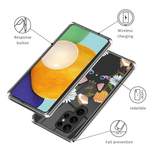 Deco Samsung Galaxy S24 Ultra kotelot - Kukka / Kissa Multicolor