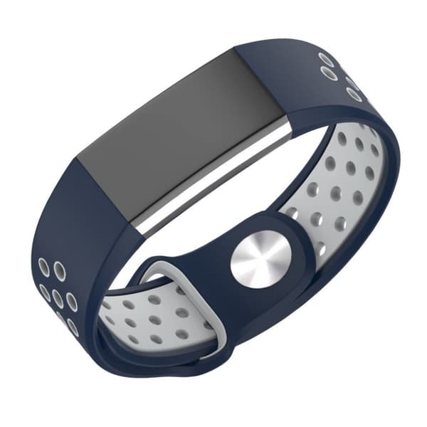 Fitbit Charge 2 to-farvet multihole silikone Urrem - Mørkeblå / Grå Blue