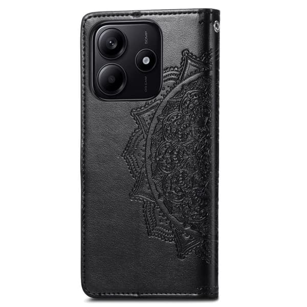 Mandala Xiaomi Redmi Note 14 5G nahkakotelo - Musta Black