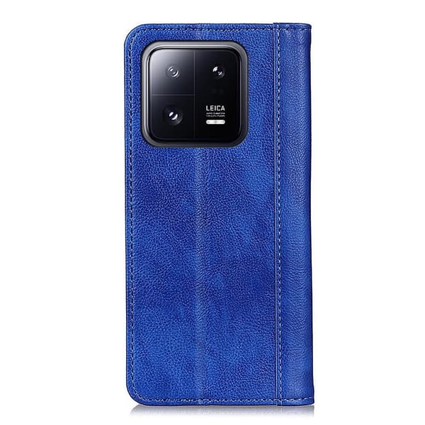 Ekte lærdeksel med magnetisk lukking for Xiaomi 13 - Blå Blue