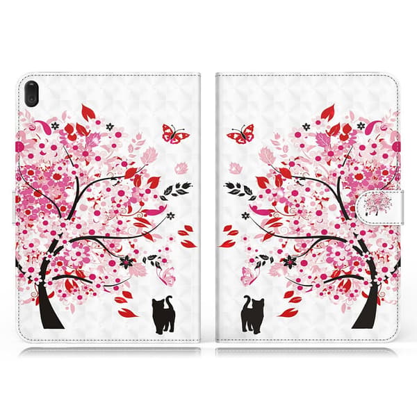 Lenovo Tab E10 kuvio nahkainen flip case - Kukka Puu Pink